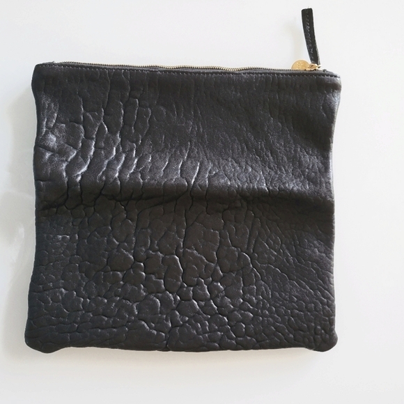 Clare V. Black Pebbled Leather Foldover Clutch Purse - Picture 4 of 8